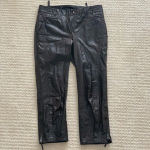 3/4 Length Sleek MARC CAIN Brown Leather Ankle Pants